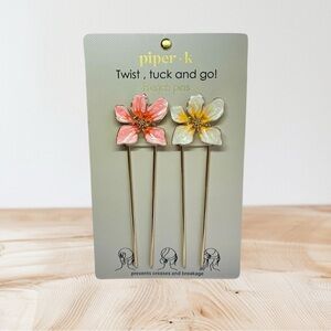 Piper Floral French Pins - Pink and Yellow